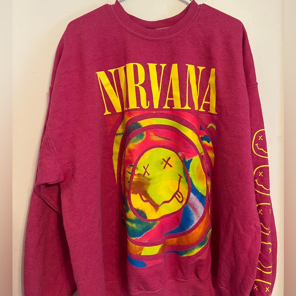 Nirvana Smile Overdyed Crew Neck Sweatshirt